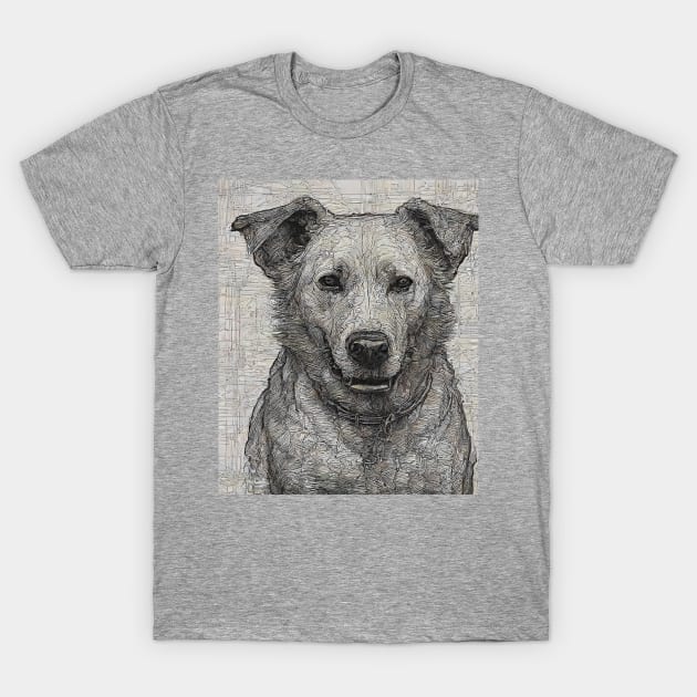 Dog Sketch Design T-Shirt by Dreamy Canvas Art